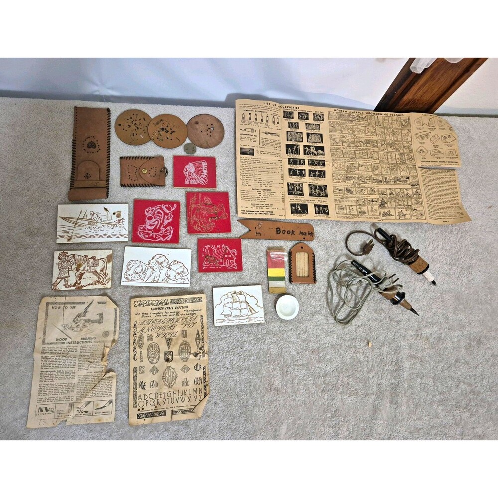 Vintage Corded Soldering Iron Lot w/ Cork Handles, Tips & Corded Electric Iron